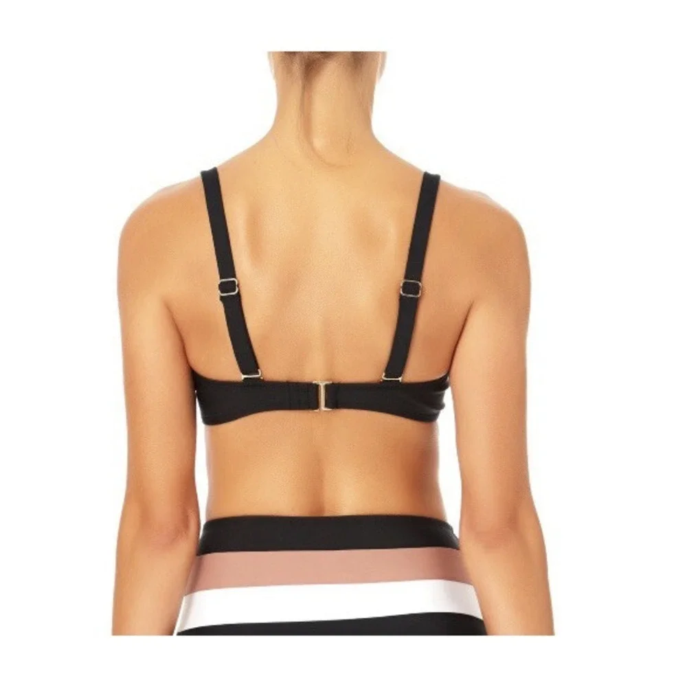 Time and Tru Womens Plus Colorblock Swim Top New with Tags 1X 16W-18W Black Cute